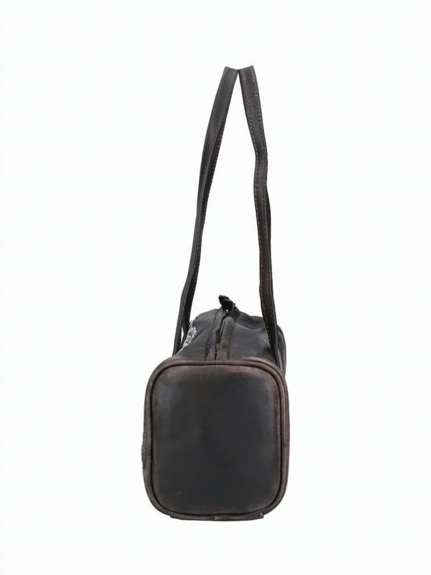 Gimaguas Black Cylindrical Metallic Studded Shoulder Bag