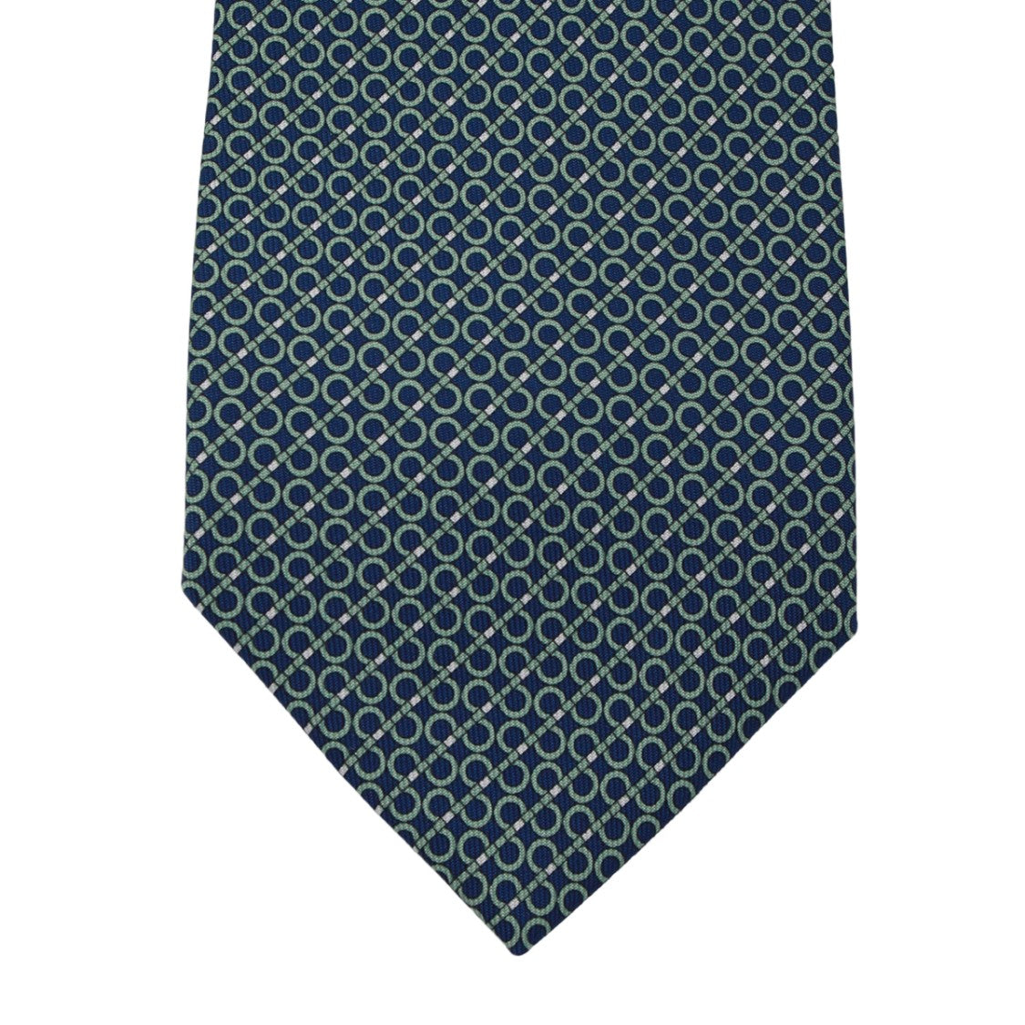 Ferragamo Geometric Patterned Tie In Deep Muted Blue