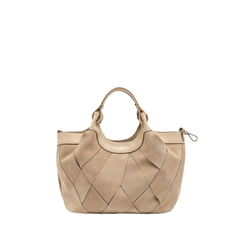 Gianni Chiarini Geometric Suede Handbag With Leather Accents