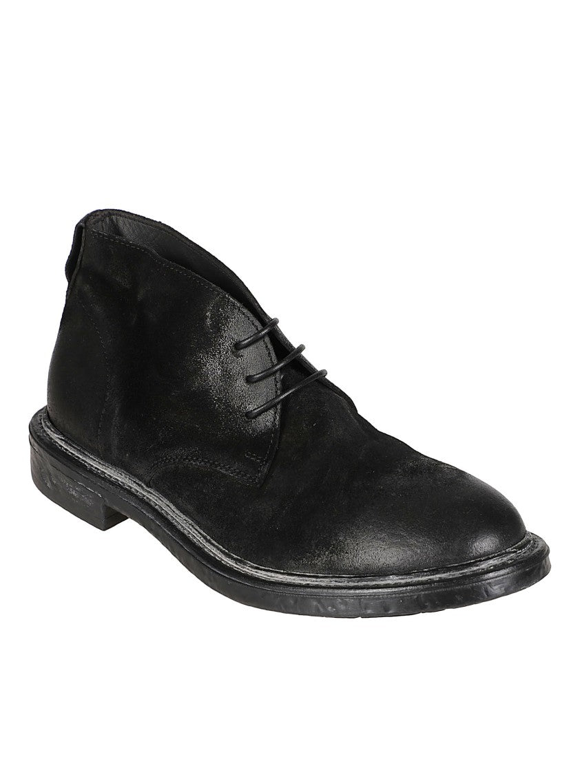 Moma Minimalist Black Calf Leather Ankle Boots