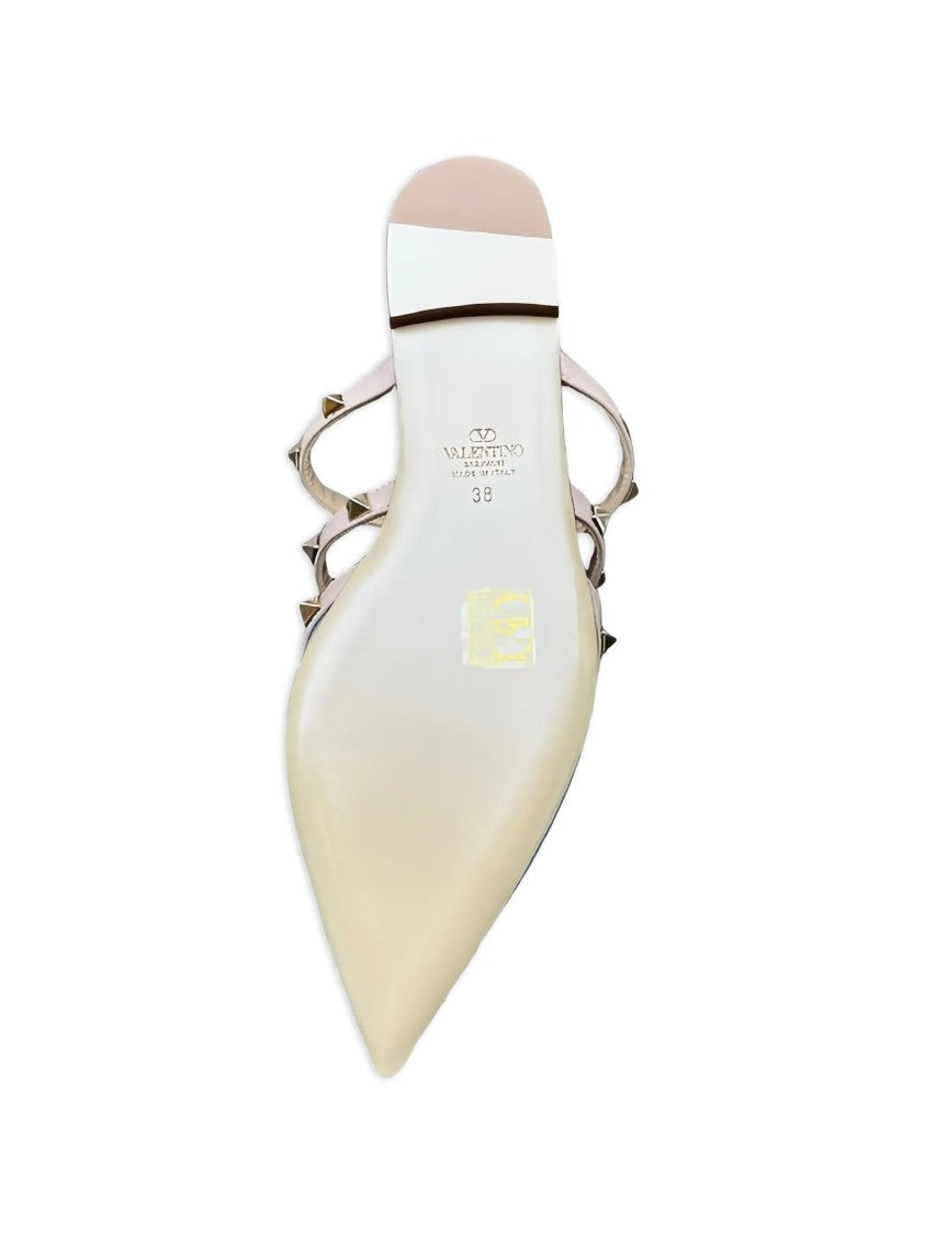 Valentino Blue Pointed-Toe Pyramid Stud Patent Mules