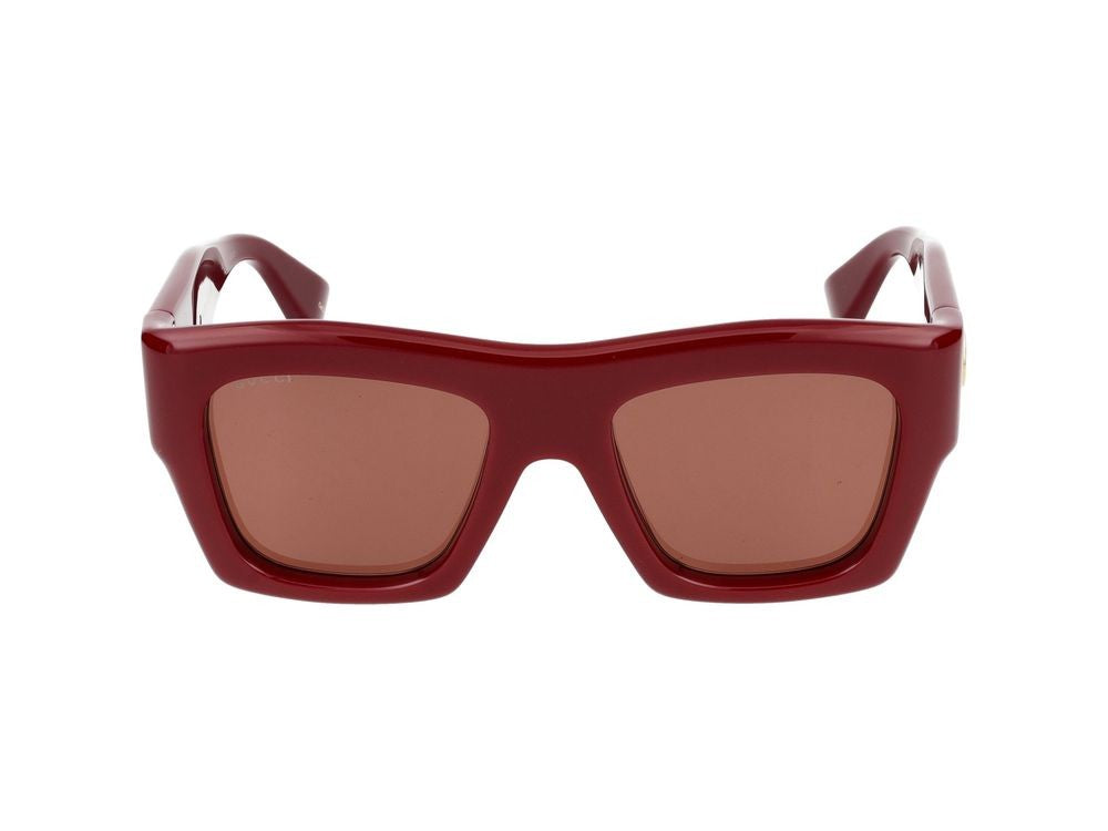Gucci Burgundy Oversized Square Burgundy Acetate Sunglasses