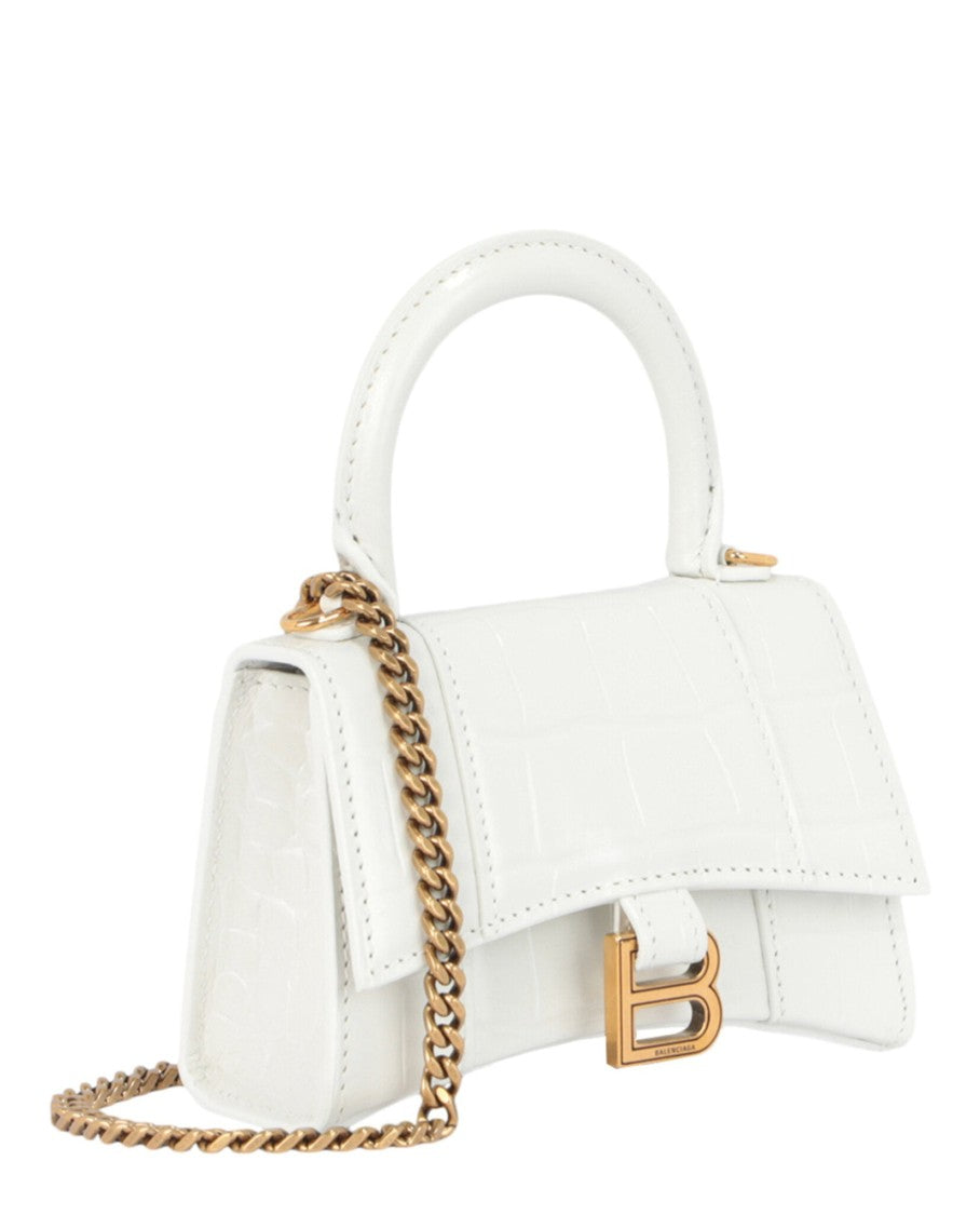 Balenciaga Hourglass Mini Crocodile Embossed Top Handle Bag