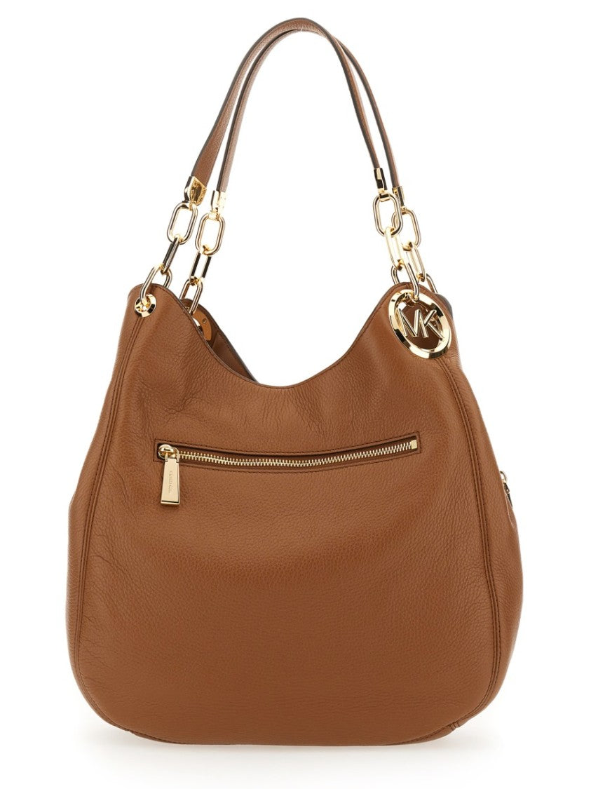 Michael Michael Kors Neutrals Lillie Large Textured Cow Leather Shoulder Bag