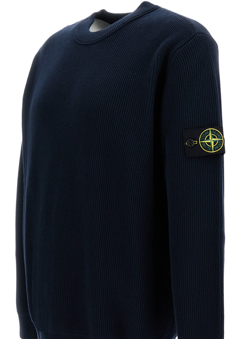 Stone Island Rib-Knit Cotton Crew Neck Sweatshirt