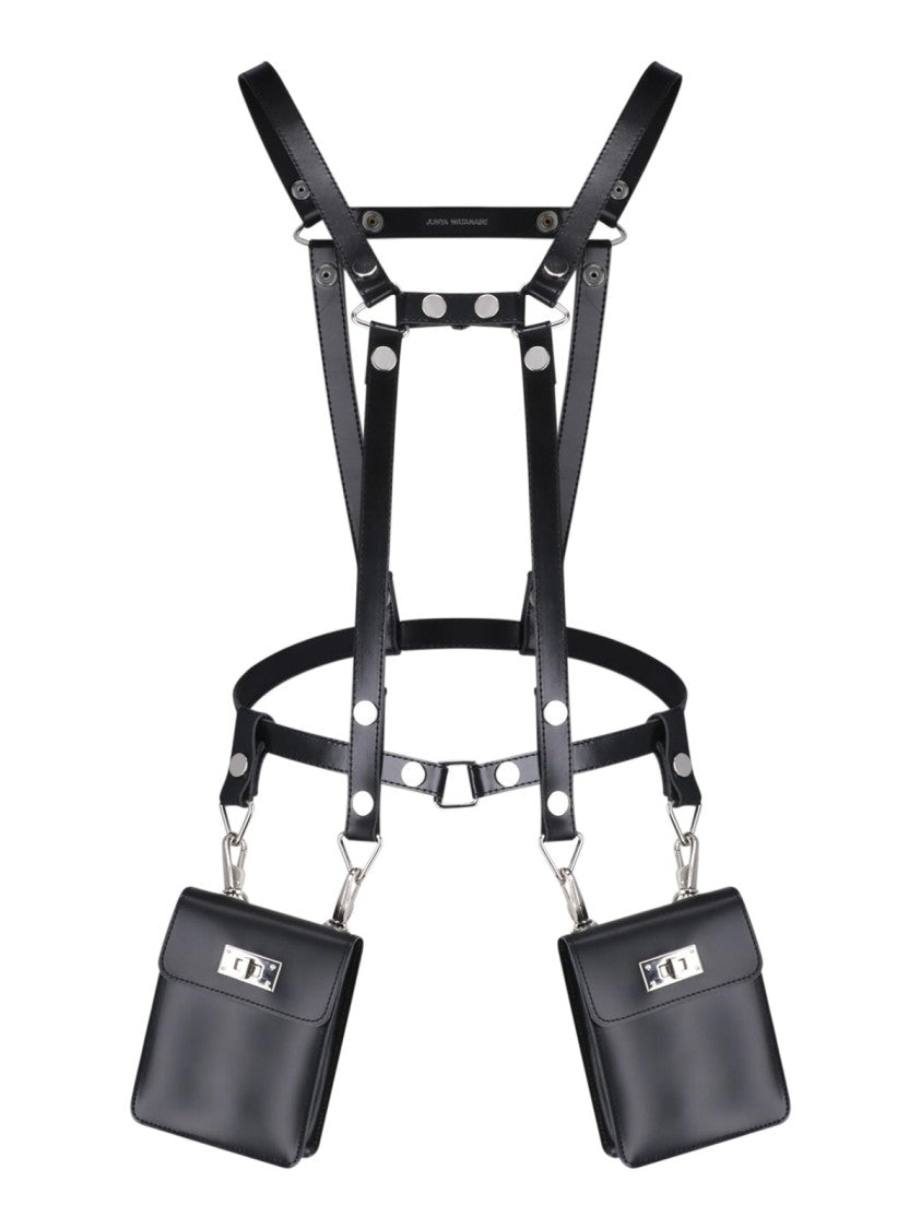 Junya Watanabe Black Leather Harness With Detachable Pouches
