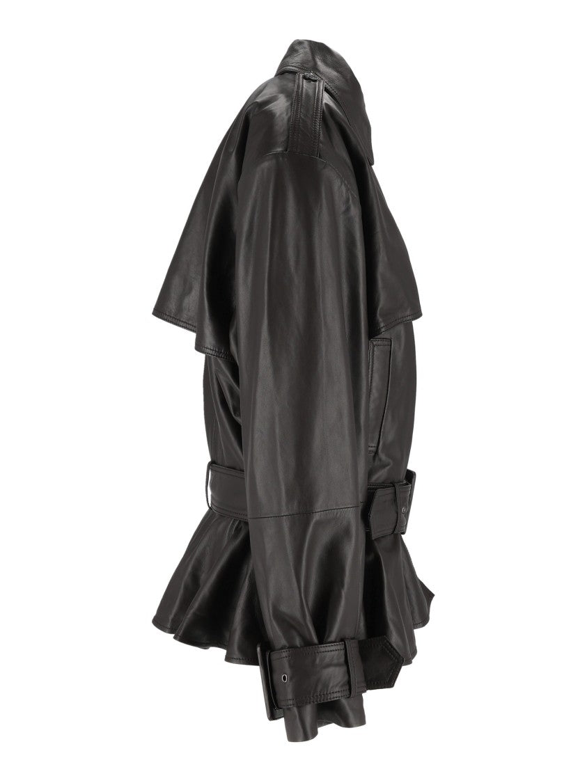 Rotate Black Oversized Suede Biker Jacket