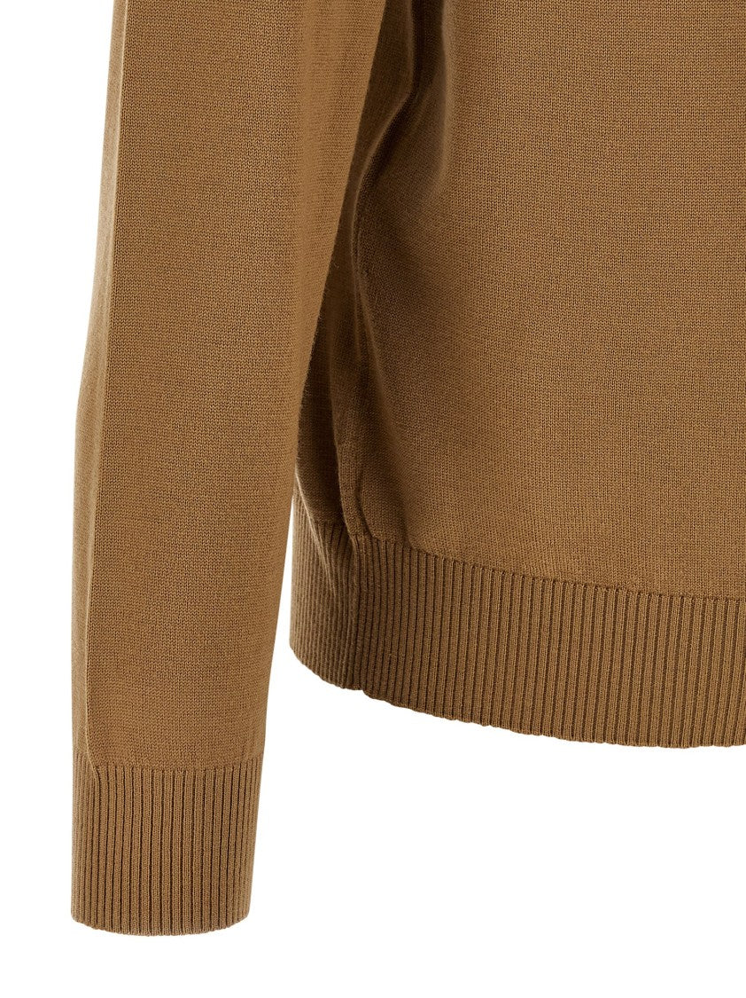 Fendi Wool Sweater With Embossed Logo And Ribbed Hem