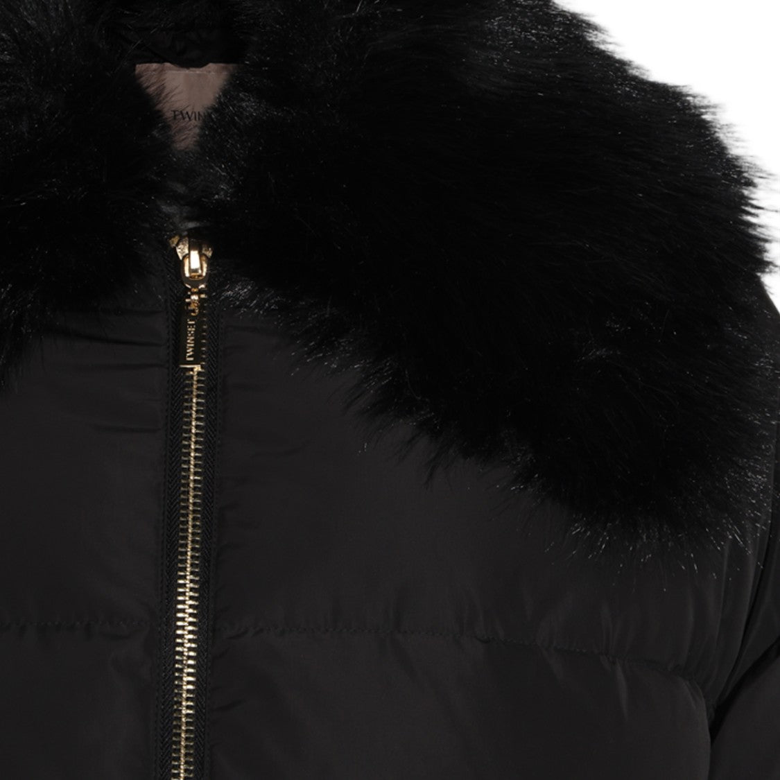 Twin-Set Plush Fur Collar Voluminous Puffer Down Coat