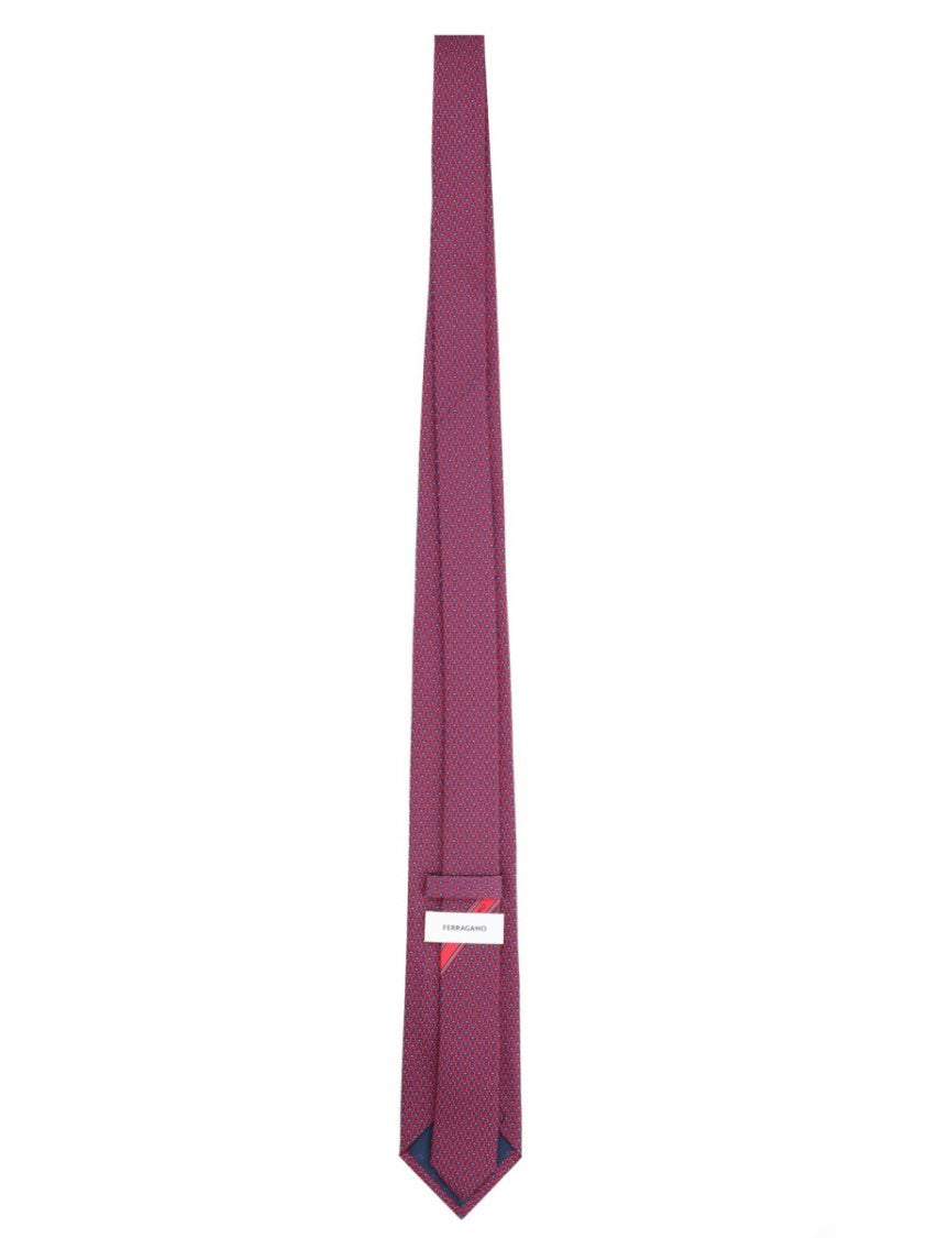 Ferragamo Slim Textured Silk Tie In Deep Reddish-Purple