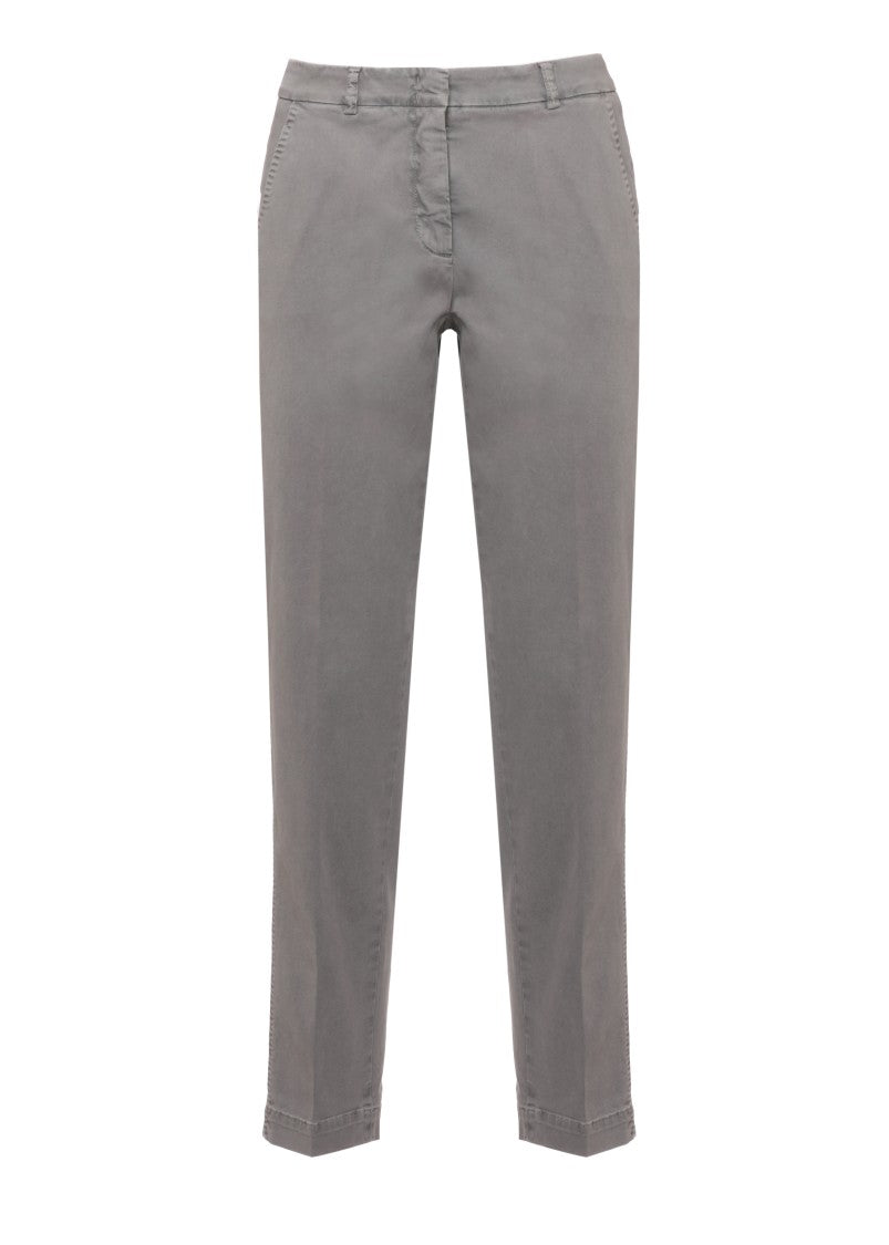 Peserico Grey Mid-Rise Straight-Leg Cotton Pants