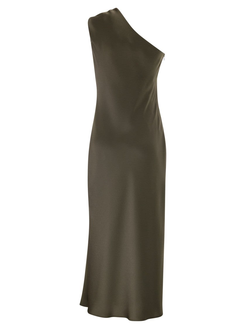 Max Mara Mseentrata - One-Shoulder Dress In Shiny Satin