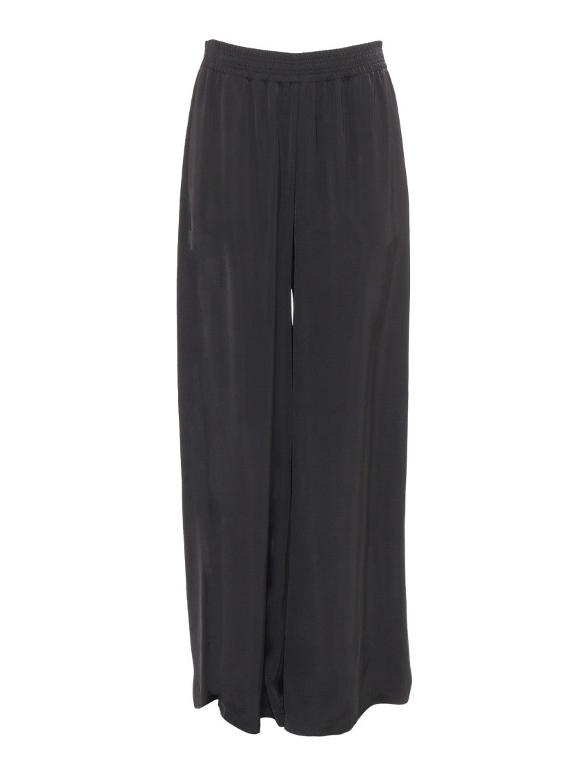 Fabiana Filippi Viscose Satin Wide Leg Trousers With Elastic Waistband