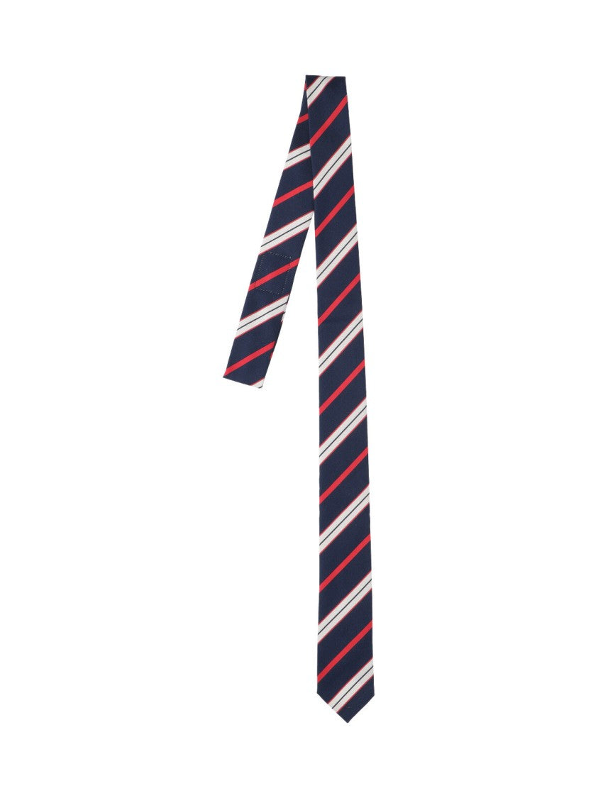 Thom Browne Striped Silk Tie – Blue