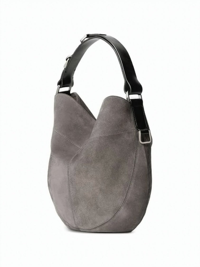 Lemaire Crescent-Shaped Suede Tote With Leather Accents