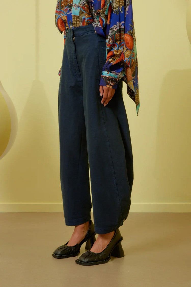 Henrik Vibskov Post Denim Pants In Navy Blue Twill