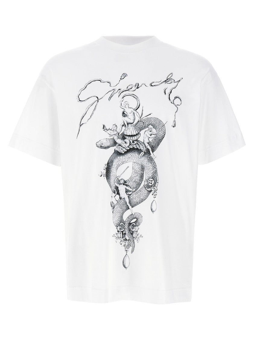 Givenchy White Cotton T-Shirt With Artistic Front Print
