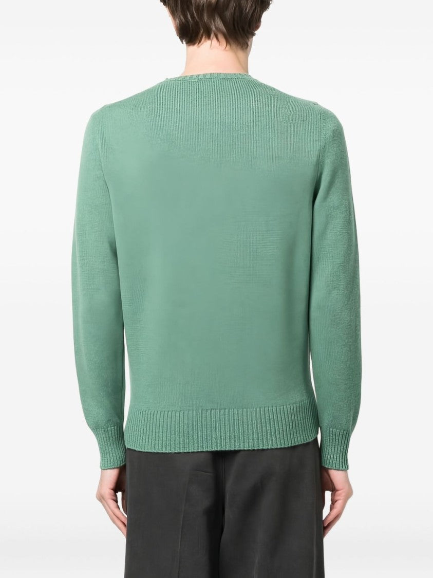 Drumohr Sage Green Ribbed Cashmere Crewneck Sweater