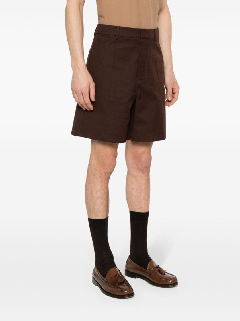 Valentino Garavani Chocolate Brown Cotton Blend Shorts