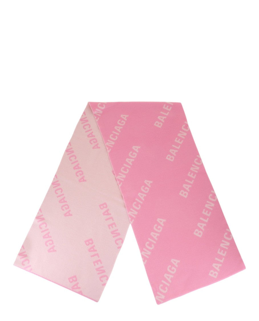 Balenciaga Rectangular Wool Scarf With Repeated Logo Pattern