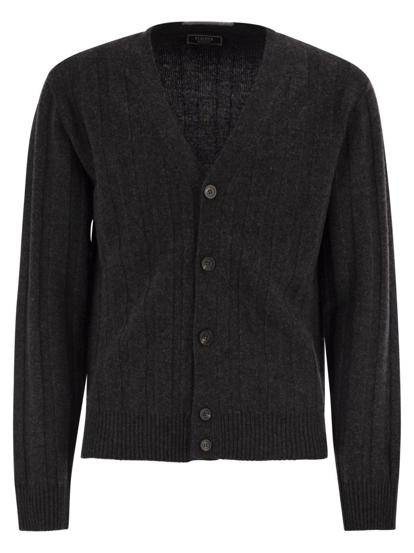 Peserico Wool And Cashmere Cardigan With V-Neck