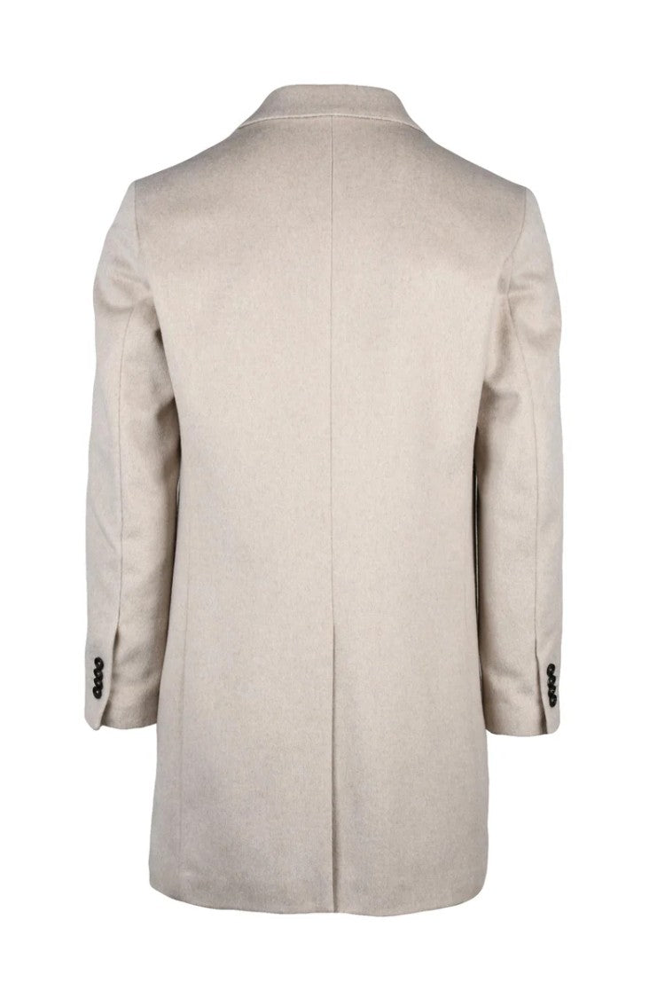 Premier Homme Mid-Length Beige Coat With Tailored Silhouette
