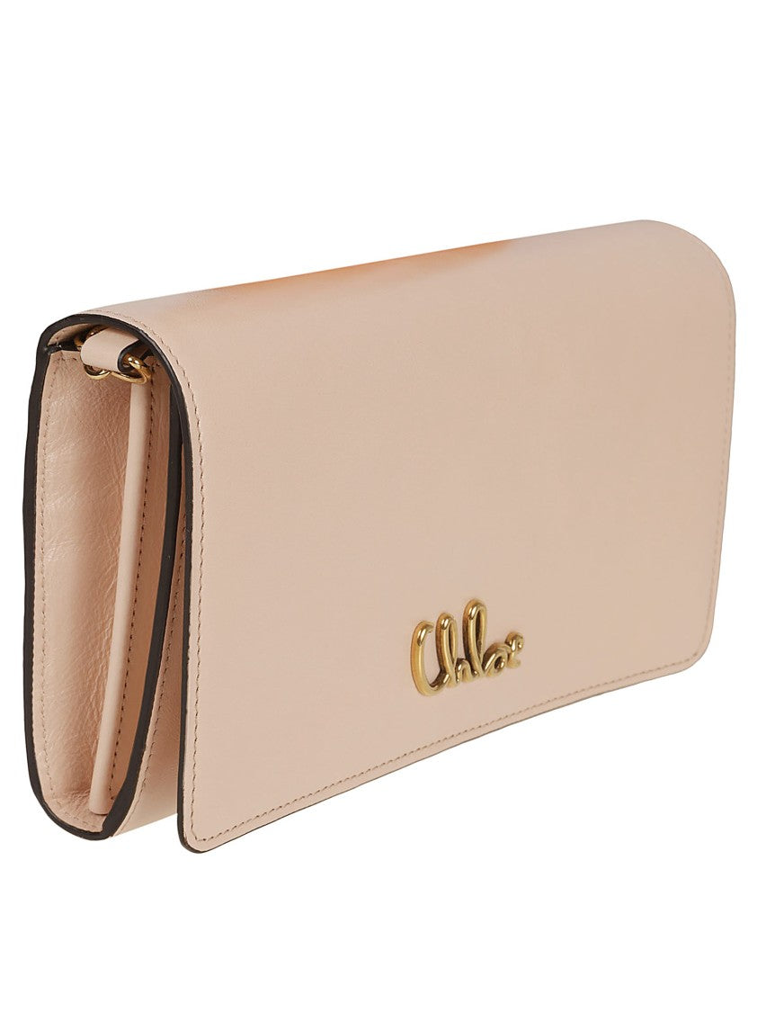 Chloé Black Leather Wallet With Gold Hardware