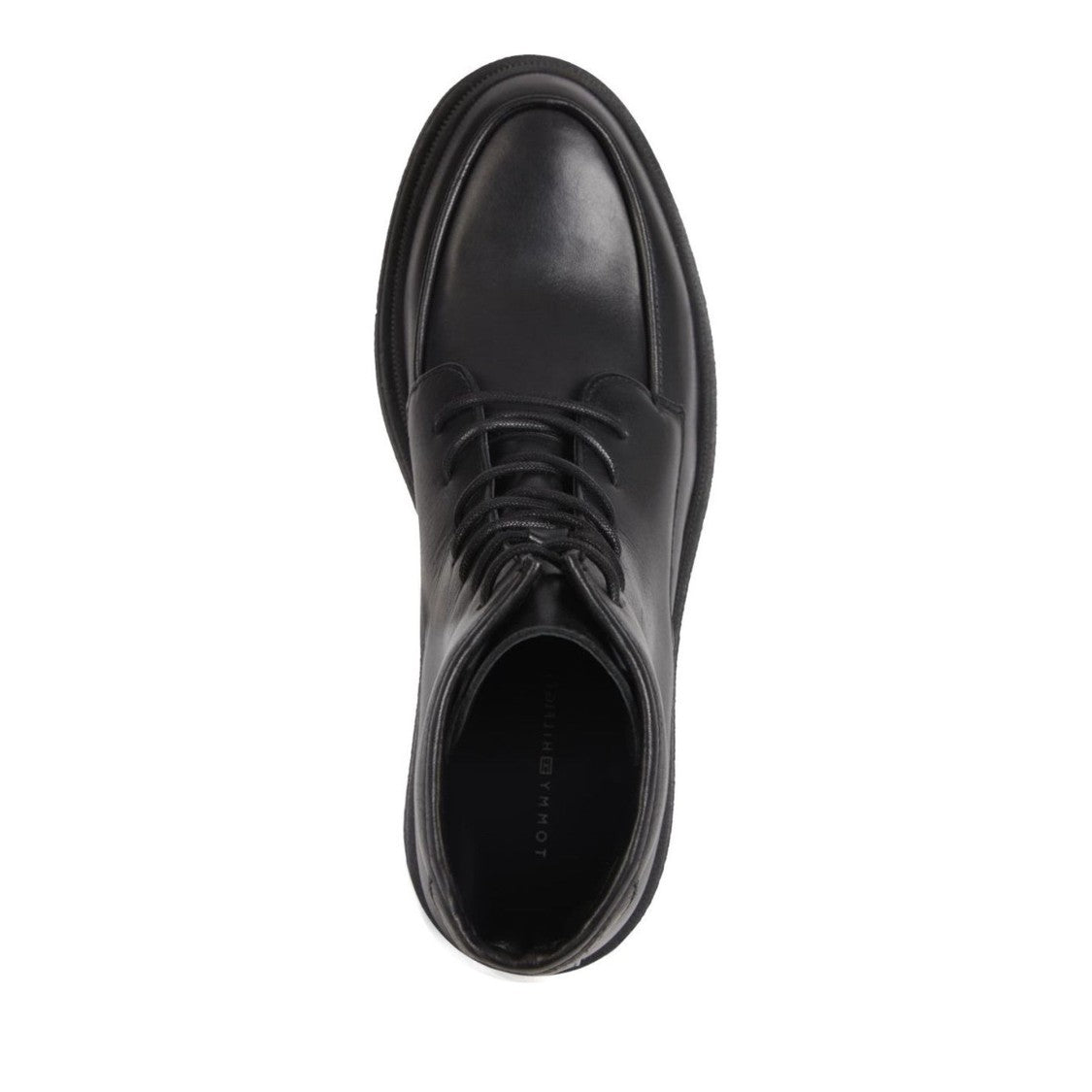 Tommy Hilfiger Black Cleated Lace-Up Leather Boots