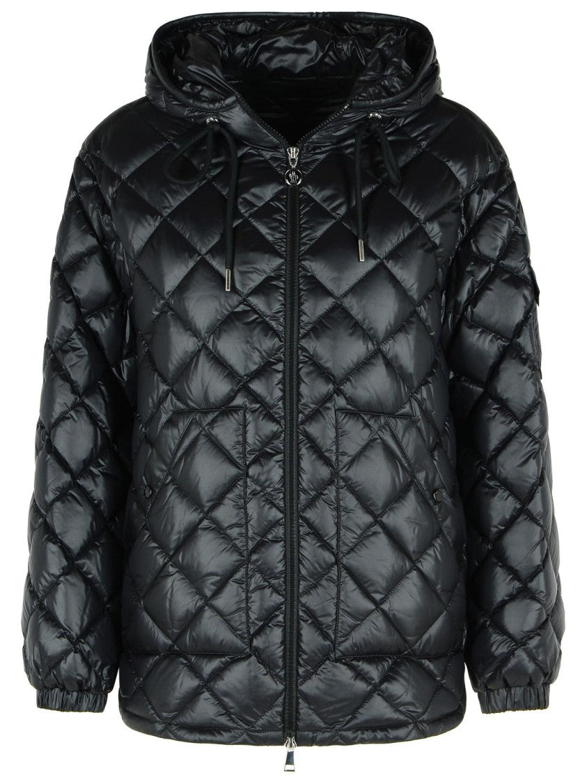 Moncler Polyamide Down Jacket With Diamond Quilting And Flared Hem