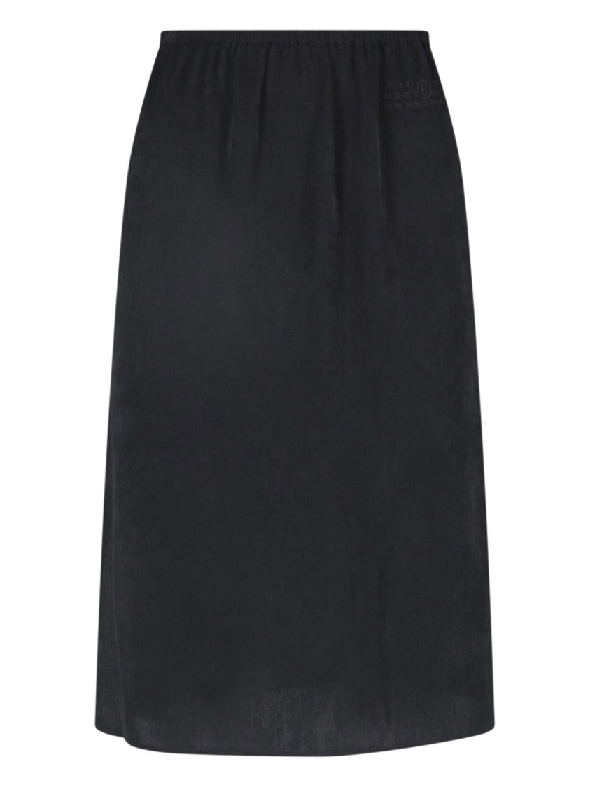 Mm6 By Maison Margiela Black Fabric Elastic Waist Midi Skirt