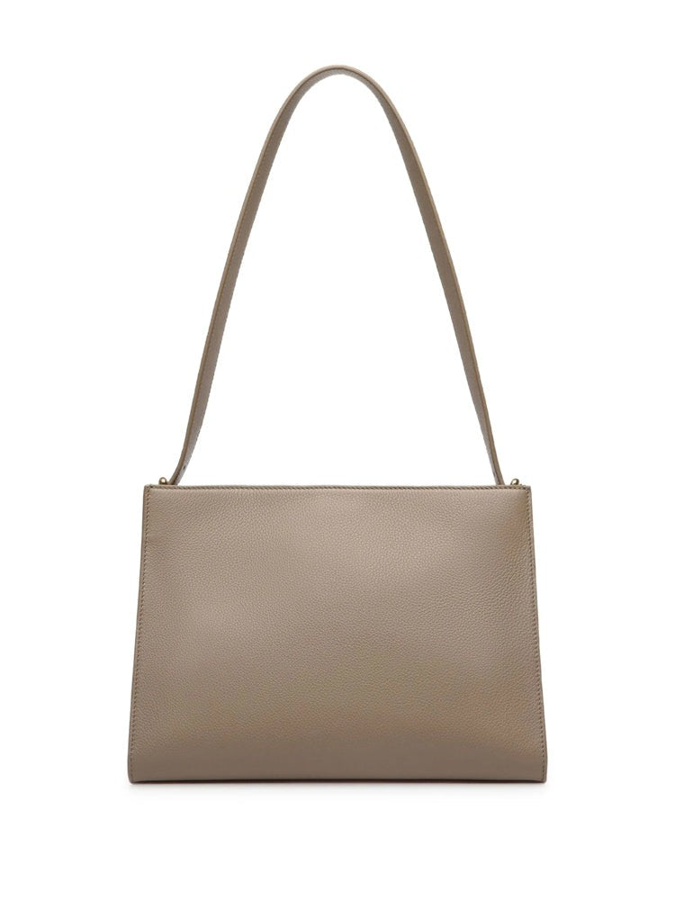 Bally Textured Cow Leather Shoulder Bag With Gold-Tone Clasp Closure