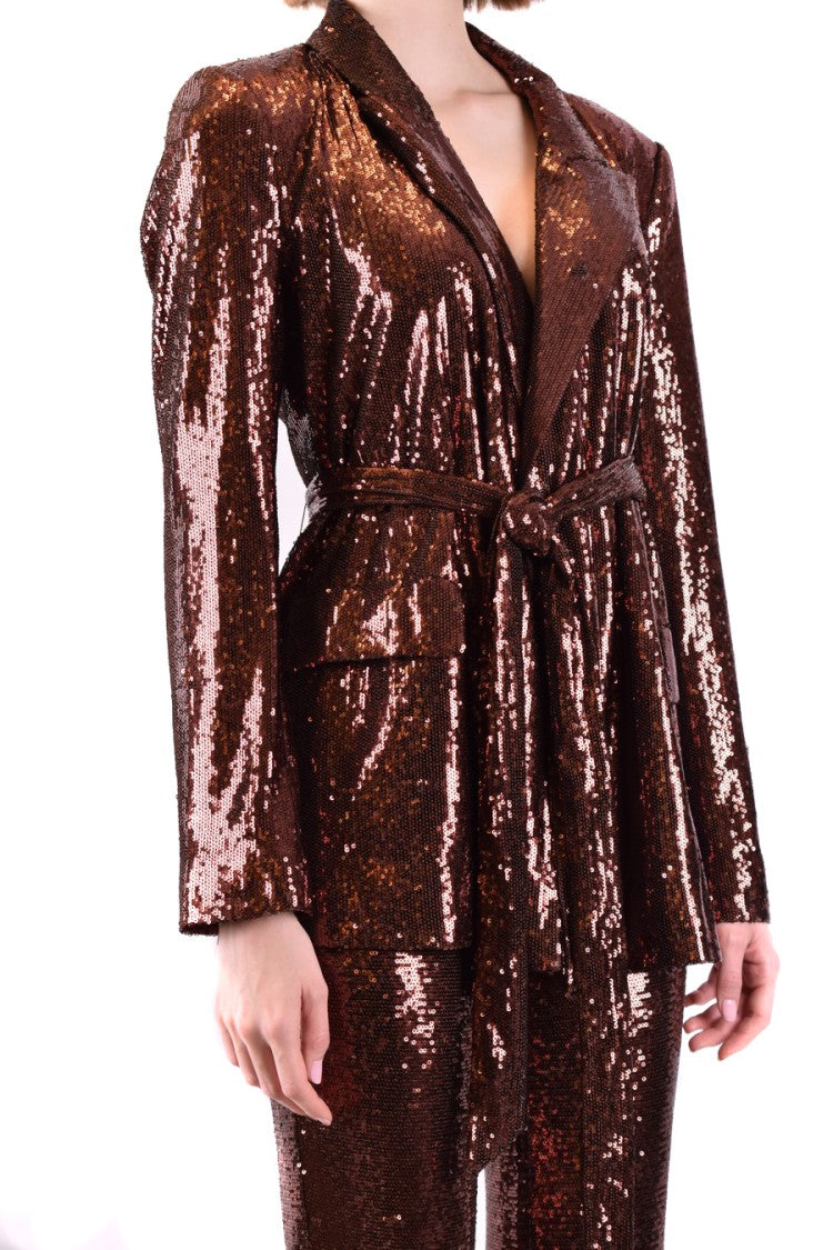 L'agence Sequined Blazer With Belted Waist And Tailored Fit
