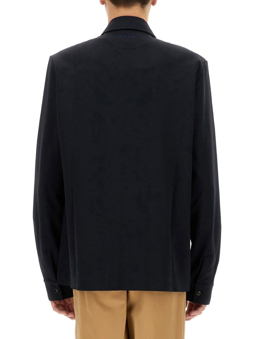 Paul Smith Black Shirt Jacket With Zip Front Closure