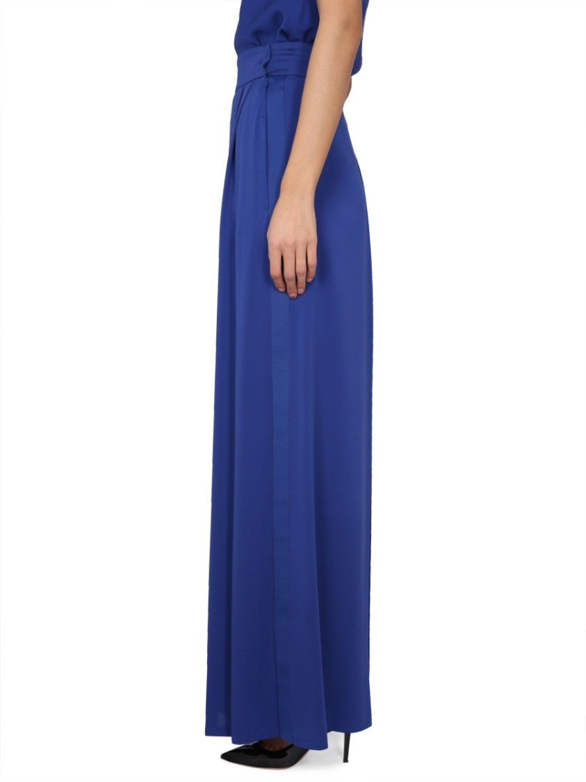 Max Mara Wide Silk Tuxedo Pants With Concealed Zipper Closure