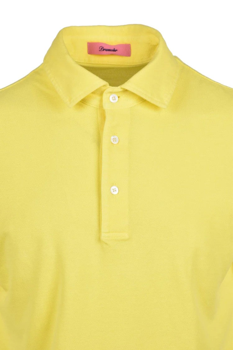 Drumohr Fluorescent Yellow Knitted Cotton Polo