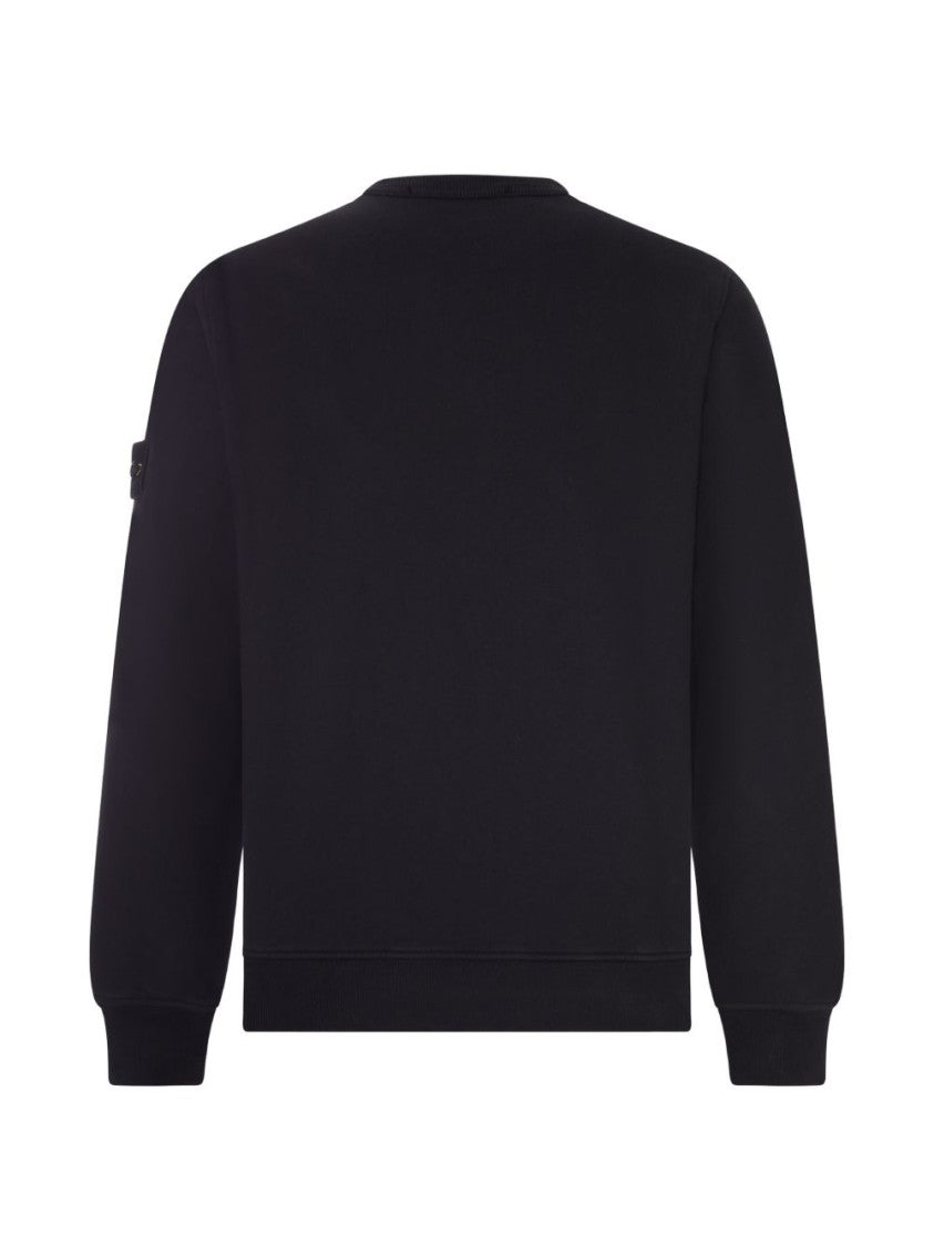Stone Island Minimalist Black Sweater With Classic Crew Neckline