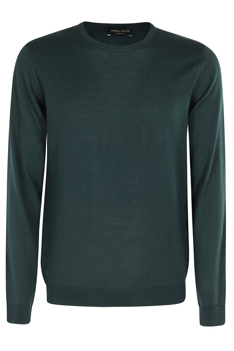 Roberto Collina Rich Green Merino Wool Crew Neck Sweater