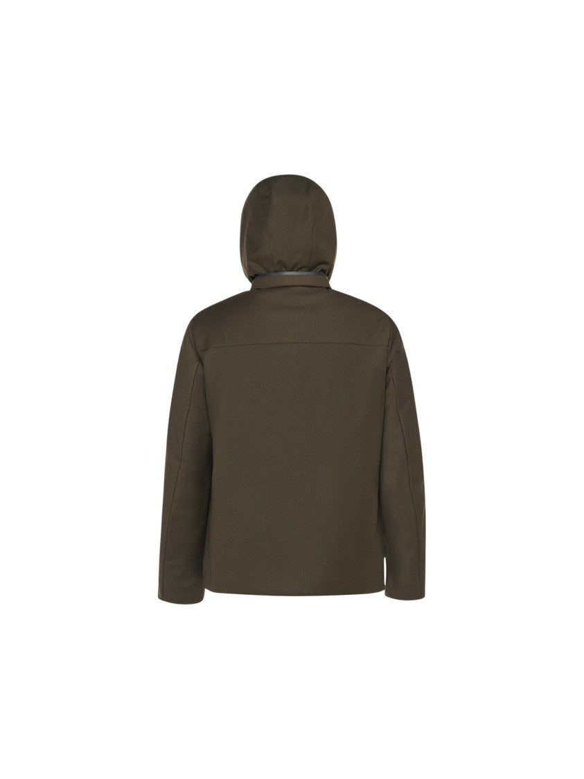 Geox Recanati Dark Green Technical Flannel Hooded Jacket