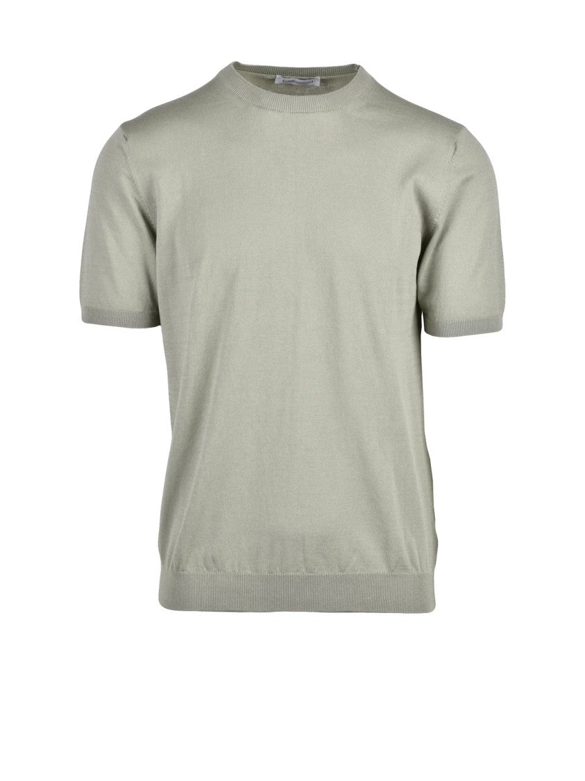 Bellwood Sage Green Crew Neck Cotton Knit Top