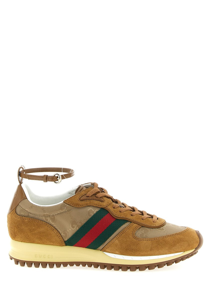Gucci Suede Sneakers With Gg Nylon Inserts