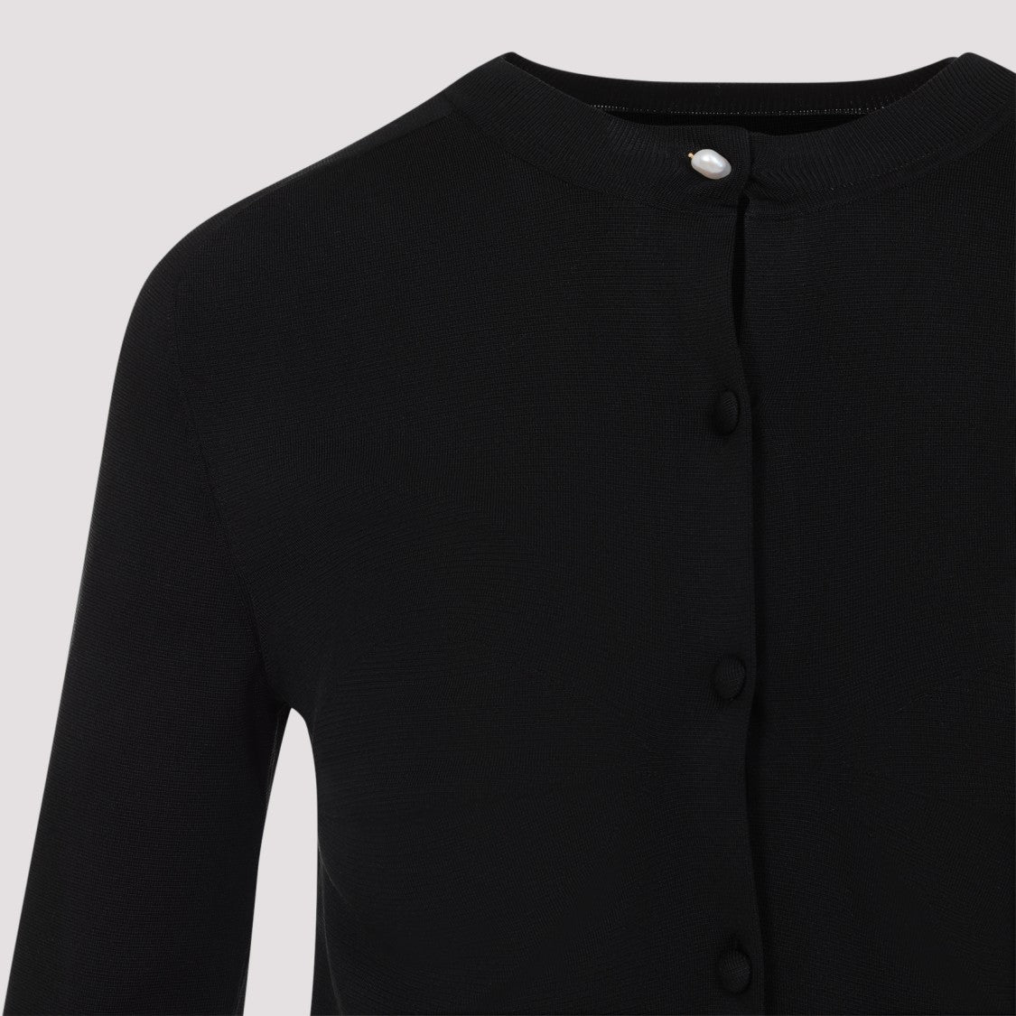 Carven Silk Button-Up Sweater With Round Neckline