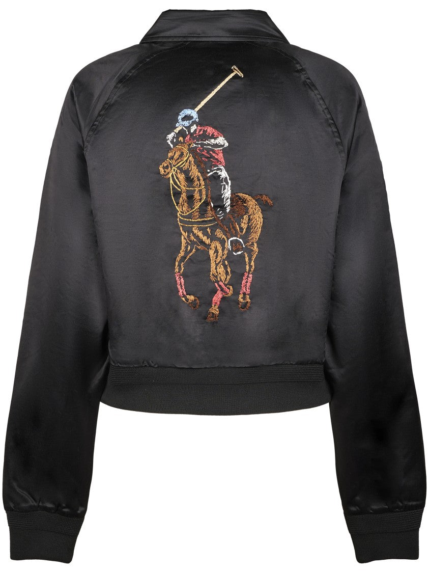 Polo Ralph Lauren Cropped Woven Bomber Jacket With Embroidered Motif