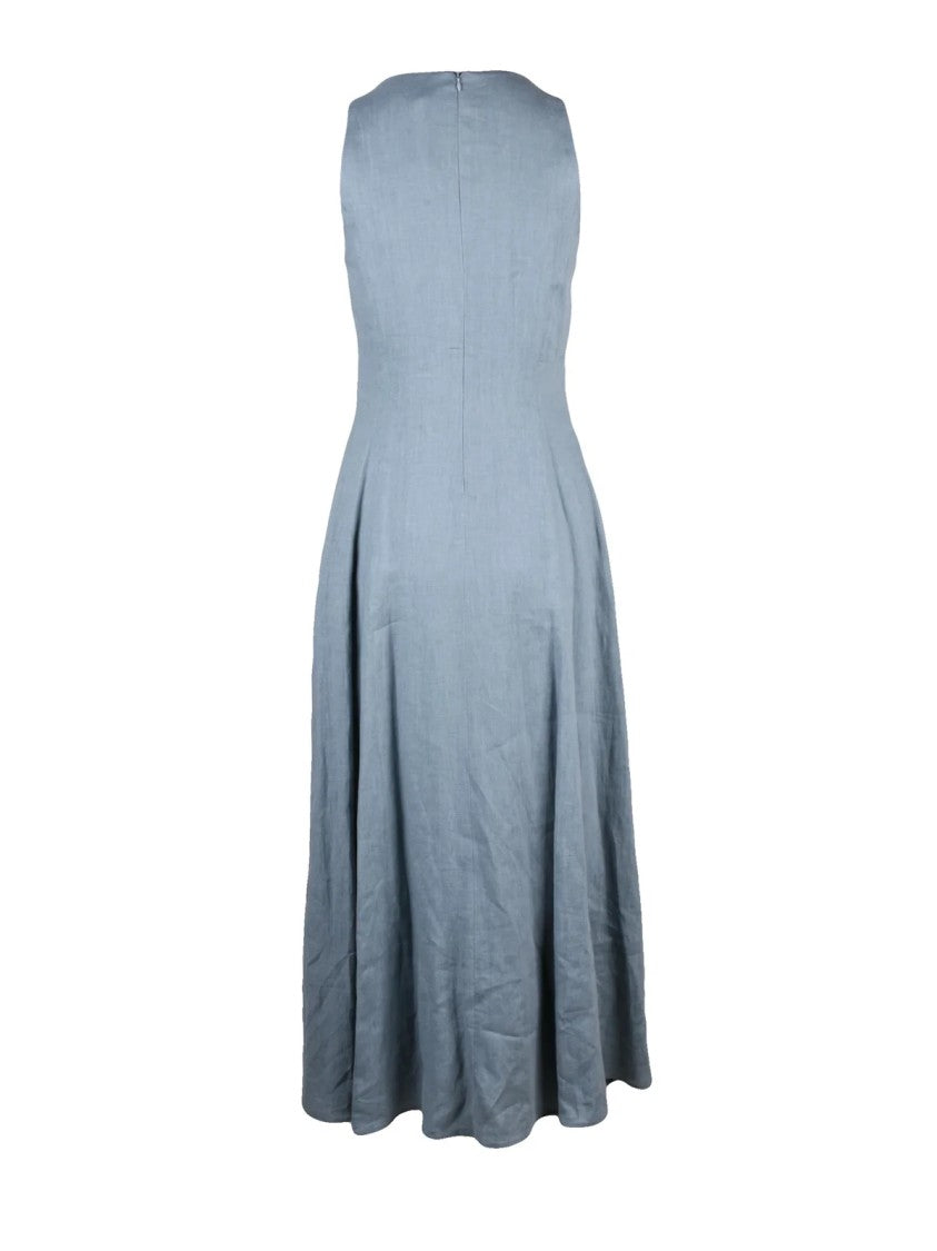 Eleventy Sage Green Flared Long Linen Dress