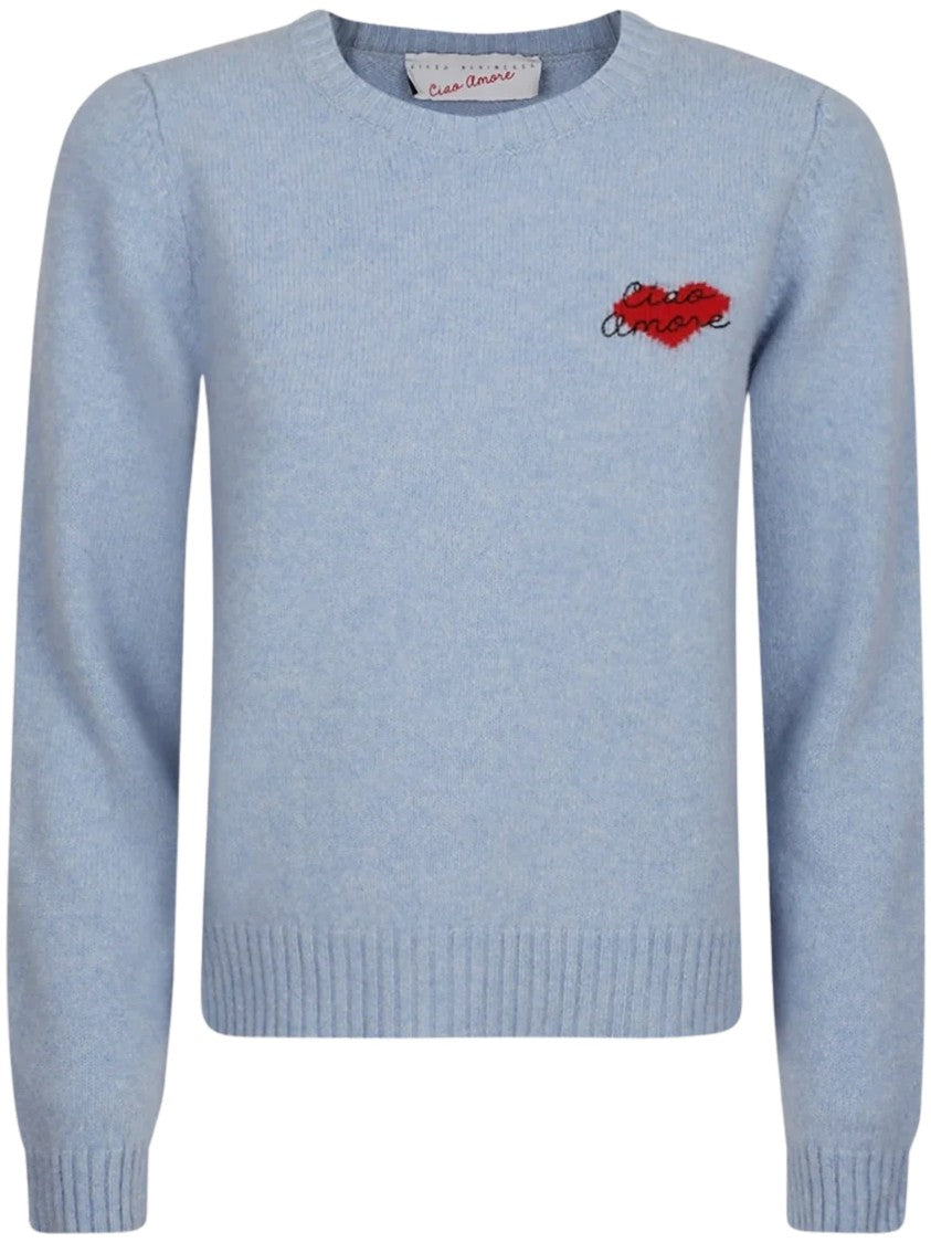Giada Benincasa Heartbeat Crewneck Heart Embroidered Sweater