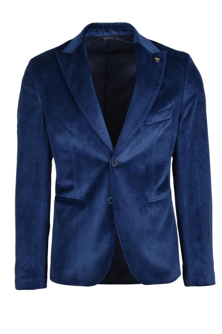 Havana & Co Velvet Double-Breasted Jacket - Blue