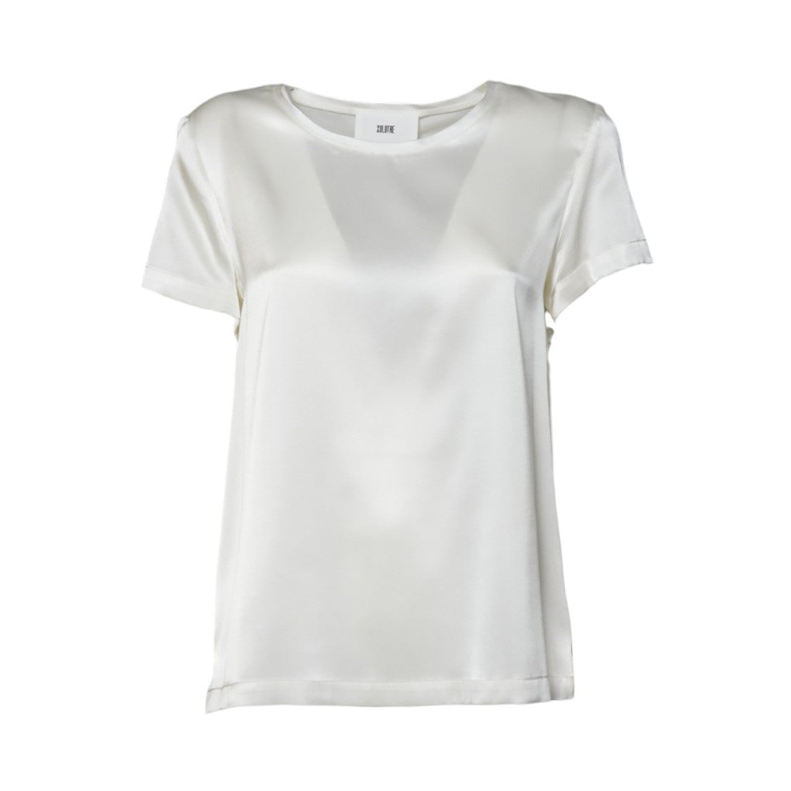 Solotre Cream Satin Crewneck Top