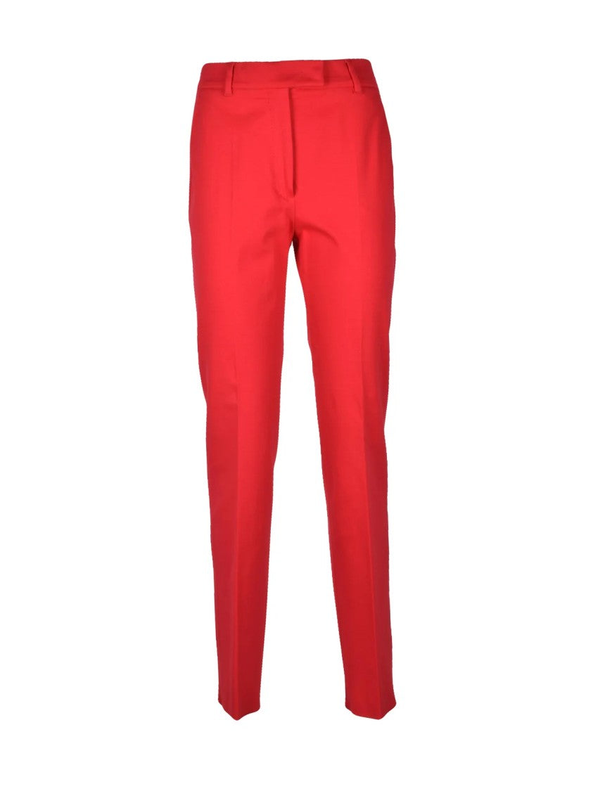Max Mara Red Viscose-Blend Cigarette Straight-Leg Pants