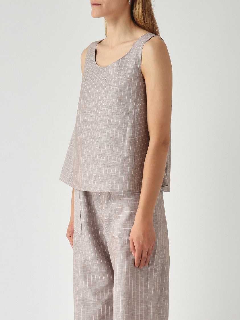 Max Mara Sleeveless A-Line Top With Wide Scoop Neckline