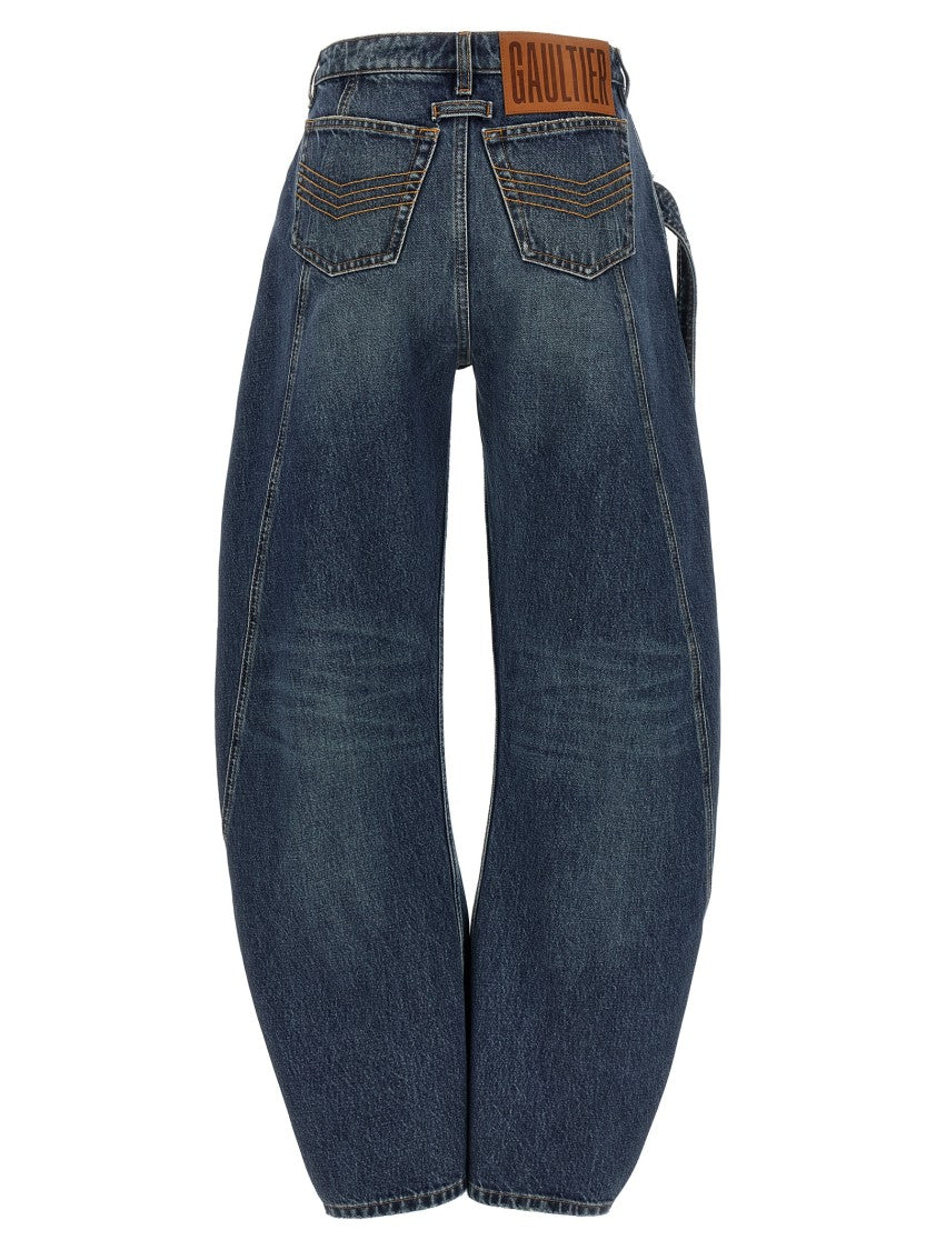 Jean Paul Gaultier 'The Blue Denim Strap' Wide Barrel Jeans