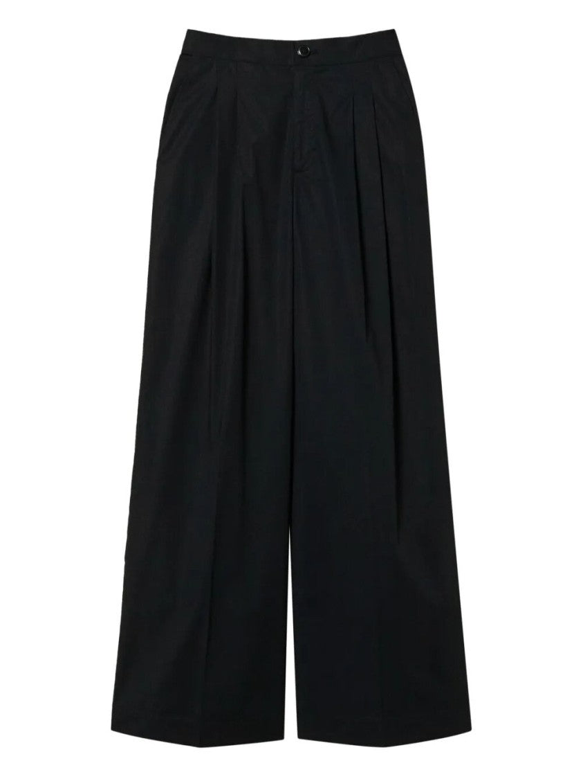 Twin-Set Wide-Leg High-Waist Trousers With Pleated Front
